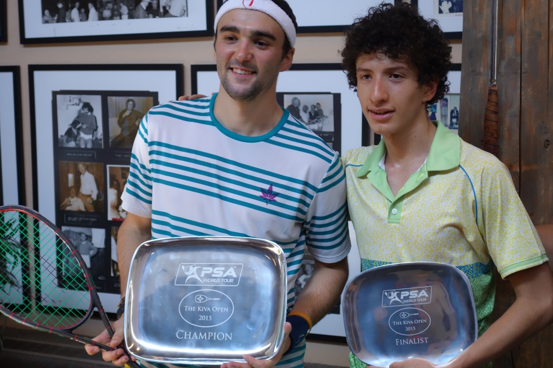 Kiva Club Open, Sept. 20, 2015. Chris Hanson, left, won the tournament, beating Jesus Camacho. It was Hanson's first PSA tournament win.